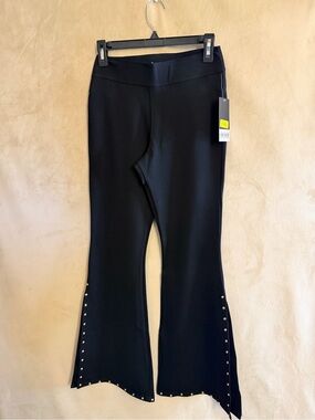Investments Black Flared Pants with Stud Trim